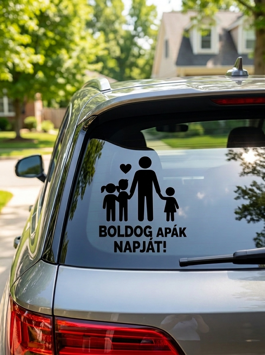 Apák napi családi autómatrica - Tökéletes ajándék Apának