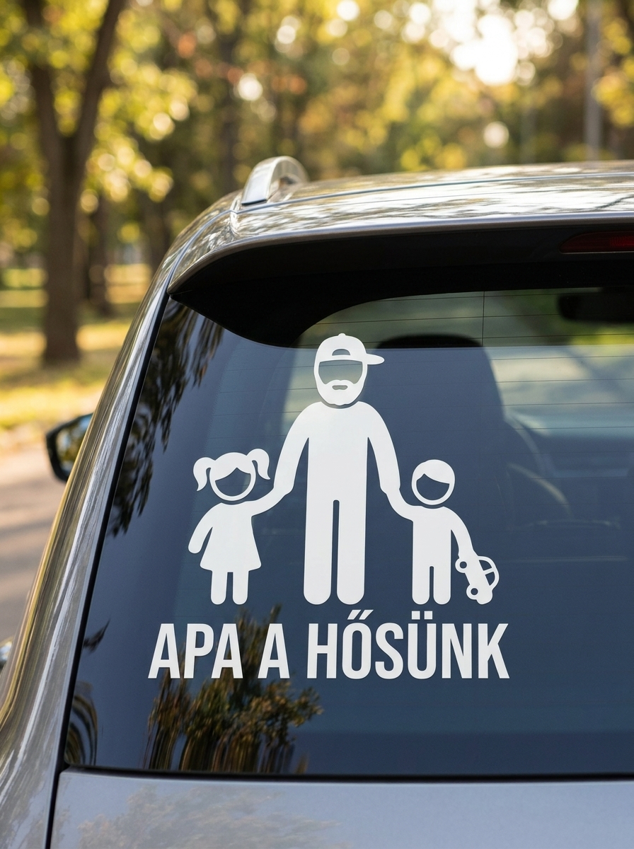 Apák napi autómatrica - Családi figurás ajándék - termékkép