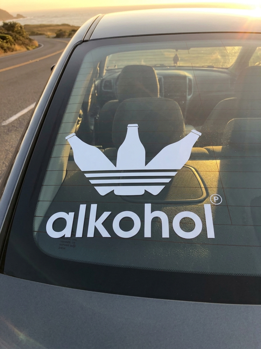 Vicces alkohol logós hátsó szélvédő matrica
